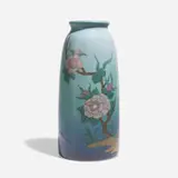 Rare scenic Vellum vase with Japanese camellia and apple tree branch by Vera Tischler for Rookwood Pottery, sold Nov 2024