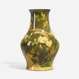 Yellow Tinted Decorated Porcelain vase with birds and fruit by Arthur Conant for Rookwood Pottery, sold Nov 2024