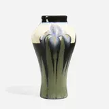 Rare Black Iris vase with three irises by Sallie Coyne for Rookwood Pottery, sold Nov 2024