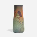 Double Vellum/Decorated Mat vase with thistles by Elizabeth N. Lincoln for Rookwood Pottery, sold Nov 2024