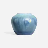 Scenic vase with live oaks, Spanish moss and full moon by Aurelia Arbo for Newcomb College Pottery, sold Nov 2024