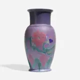Tall Decorated Mat vase with stylized chrysanthemums by Elizabeth N. Lincoln for Rookwood Pottery, sold Nov 2024
