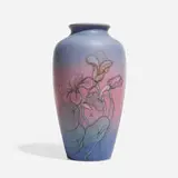 Fine Double Vellum/Decorated Mat vase with nasturtiums by Margaret Helen McDonald for Rookwood Pottery, sold Nov 2024