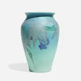 Double Vellum/Decorated Mat vase with woodbine leaves and berries by Elizabeth N. Lincoln for Rookwood Pottery, sold Nov 2024
