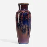 Lorinda Epply for Rookwood Pottery, Tall Black Opal vase with passionflowers