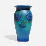 Large Double Vellum/Decorated Mat vase with flowering branches by Louise Abel for Rookwood Pottery, sold Nov 2024