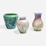 Collection of three Vellum vases by Rookwood Pottery, sold Nov 2024