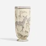 Wax Mat vase with three fawns and shrubs by Jens Jensen for Rookwood Pottery, sold Nov 2024
