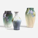 Collection of three Iris Glaze vases by Rookwood Pottery, sold Nov 2024