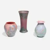 Collection of three Double Vellum/Decorated Mat vases by Rookwood Pottery, sold Nov 2024
