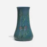 Decorated Mat vase with vines and butterflies by Louise Abel for Rookwood Pottery, sold Nov 2024