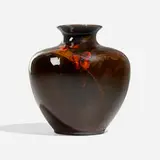 Rare Mahogany Glaze vase with trillium by William P. McDonald for Rookwood Pottery, sold Nov 2024