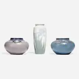 Collection of three Vellum vases by Rookwood Pottery, sold Nov 2024
