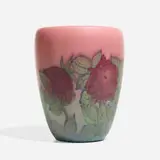 Rare Double Vellum/Decorated Mat vase with roses by Elizabeth N. Lincoln for Rookwood Pottery, sold Nov 2024