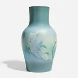 Large Vellum vase with dogwood blossoms by Fred Rothenbusch for Rookwood Pottery, sold Nov 2024