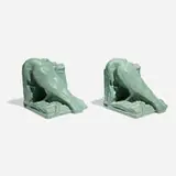 Large Rook production bookends, pair by William P. McDonald for Rookwood Pottery, sold Nov 2024