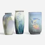 Collection of three vases by Rookwood Pottery, sold Nov 2024