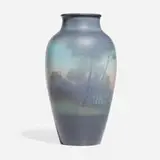 Banded scenic Vellum vase with landscape by Lenore Asbury for Rookwood Pottery, sold Nov 2024