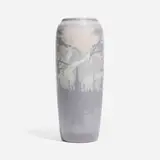 Fine banded scenic Vellum vase with mountainous winter landscape by Sara Sax for Rookwood Pottery, sold Nov 2024