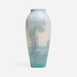 Scenic Vellum vase with hazy summer landscape by Edward Diers for Rookwood Pottery, sold Nov 2024