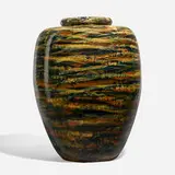 Peters & Reed Pottery, Marbleized floor vase, c. 1920, glazed stoneware