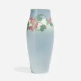 Vellum vase with roses by Fred Rothenbusch for Rookwood Pottery, sold Nov 2024