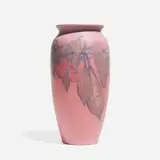 Decorated Mat vase with cherry branches by Sallie Coyne for Rookwood Pottery, 1930, glazed earthenware, sold Nov 2024