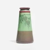 Rare Banded Green Vellum vase with wisteria by Sara Sax for Rookwood Pottery, 1910, glazed earthenware, sold Nov 2024