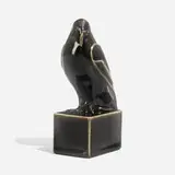 Rare Jet Black production hawk paperweight by Arthur Conant for Rookwood Pottery, sold Nov 2024