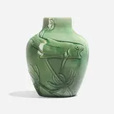 Rare carved Sea Green vase with swimming fish and seaweed by Matthew Daly for Rookwood Pottery, sold Nov 2024
