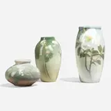 Collection of three Iris Glaze vases by Rookwood Pottery, sold Nov 2024
