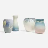 Collection of four Vellum vases by Rookwood Pottery, sold Nov 2024