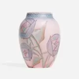 Double Vellum/Decorated Mat vase with Art Deco roses by Margaret Helen McDonald for Rookwood Pottery, sold Nov 2024