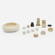 University City, Collection of fourteen works, 1912, 1914, glazed porcelain, bisque earthenware, glazed earthenware