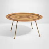 Giovanni (Nino) Zoncada, Coffee table, c. 1955, mahogany, various wood veneer, brass
