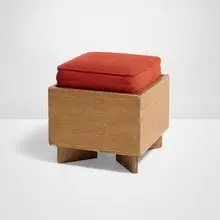 Frank Lloyd Wright, Hassock from the J.A. Sweeton House, Camden, New Jersey, 1950, fir plywood, wool upholstery