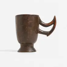 Central African, Handled wine cup, carved wood