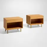 George Fred Keck and William Keck, Nightstands from the Edward McCormick Blair House, Lake Bluff, pair, c. 1955, combed oak, brass-plated steel
