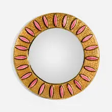 Mithé Espelt, Monaco wall mirror, c. 1954, glazed earthenware, mirrored glass