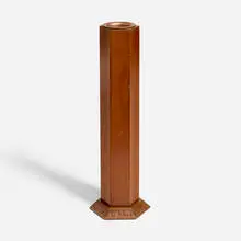 Frank Lloyd Wright, Hexagonal weed vase, 1953 / 1954, mahogany, copper-anodized aluminum