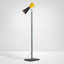 Le Corbusier, Diabolo floor lamp for the Legislative Assembly and Sailing Club, Chandigarh, c. 1963, enameled aluminum and steel, stained oak