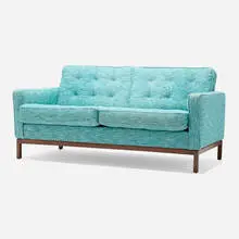 Florence Knoll, Settee, upholstery, walnut