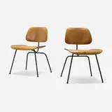 Charles and Ray Eames, DCMs, pair, aniline-dyed birch plywood, chrome-plated steel, rubber
