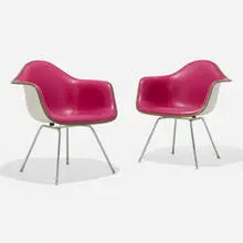Charles and Ray Eames, DAX, pair, 1950 / 1970, molded fiberglass, vinyl, zinc-plated steel, plastic