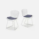 Harry Bertoia, Children's chairs, pair, chrome-plated steel, enameled steel, leather