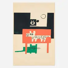 Paul Rand, Listen! Listen! poster, 1969, screenprint in colors