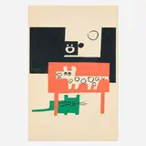 Paul Rand, Listen! Listen! poster, 1969, screenprint in colors