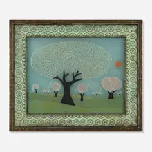 Frances and Michael Higgins, Untitled, c. 1970, fused glass, patinated brass artist's frame