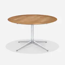 Florence Knoll, Dining table, oak, chrome-plated steel
