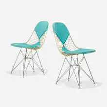 Charles and Ray Eames, DKR-2s, pair, leather upholstery, enameled steel, steel